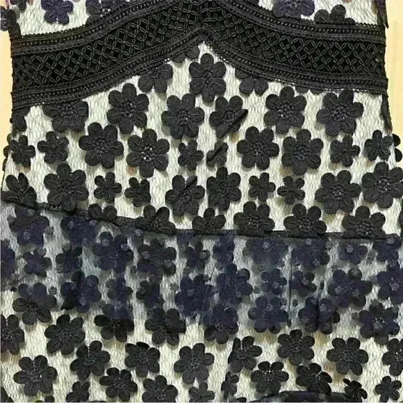 SELF PORTRAIT Womens Flower Lace Navy / Blue overlay dress Sz 8 EUC - Picture 6 of 9